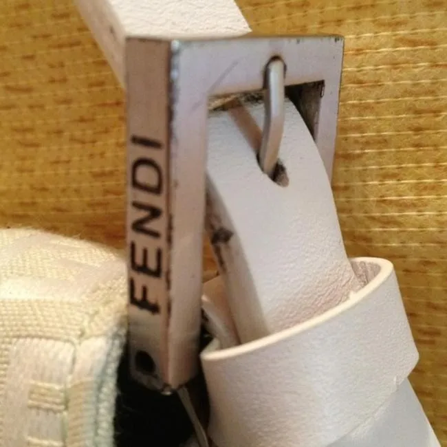 Fendi White Zucchino Print Canvas & White Leather Mamma Forever Shoulder Bag