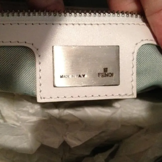 Fendi White Zucchino Print Canvas & White Leather Mamma Forever Shoulder Bag