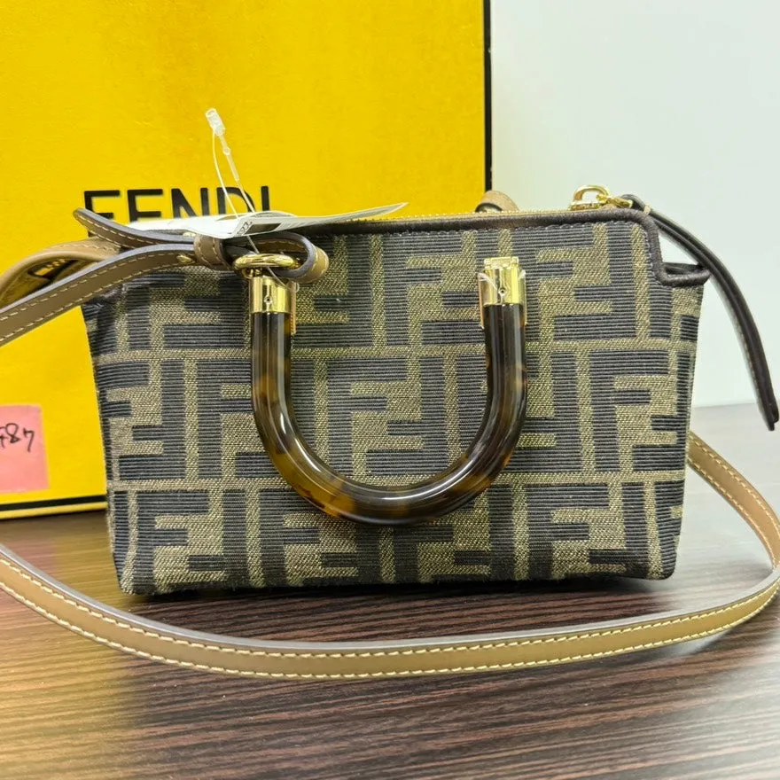 Fendi Zucca Mini 2way Bag LB109487 Beige Canvas Shoulder Bag