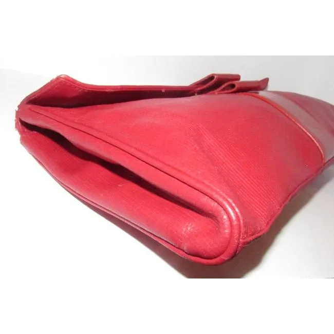 Fendi Zucca Print Way Style Multi Compartment Purse Red Embossed Leather Shoulder Bag