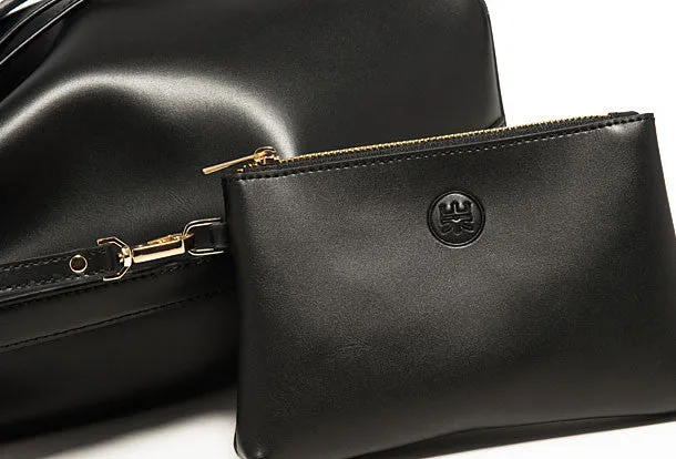 Genuine Black Leather bucket bag shoulder bag for women leather Barrel crossbody bag