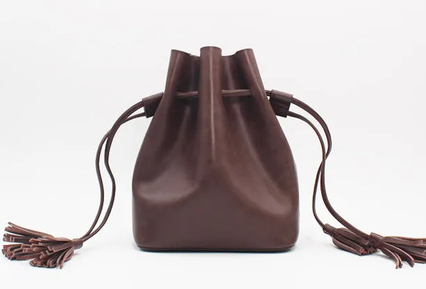 Genuine Leather Bucket Bag Purse Bag Shoulder Bag for Women Leather Crossbody Bag