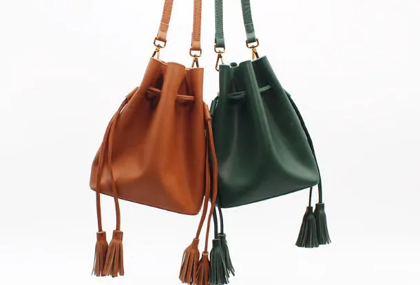 Genuine Leather Bucket Bag Purse Bag Shoulder Bag for Women Leather Crossbody Bag