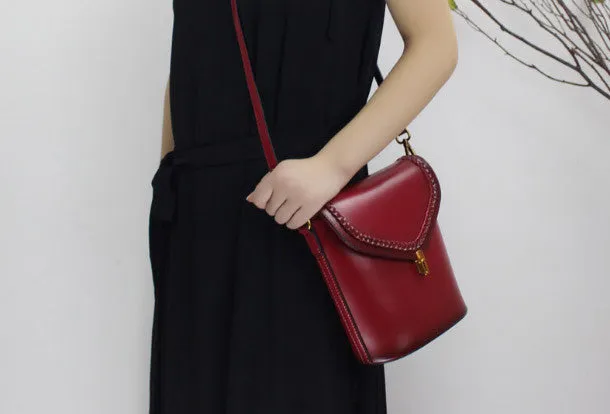 Genuine Leather bucket bag shoulder bag for women leather crossbody bag