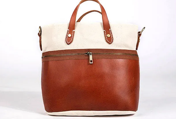 Genuine Leather Handbag Canvas Handbag Shoulder Bag Purse For Women