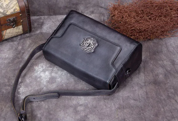 Genuine Leather Handbag Vintage Satchel Bag Shoulder Bag Crossbody Bag Purse For Women
