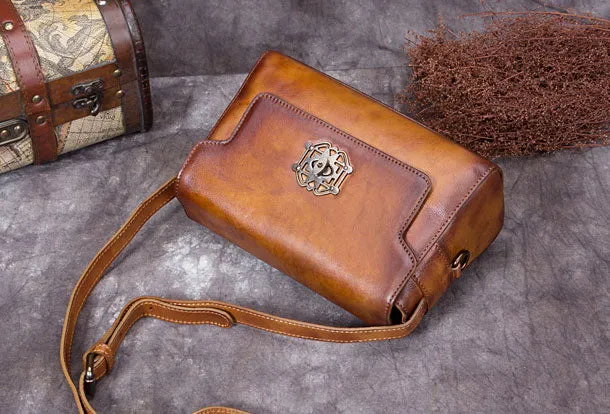Genuine Leather Handbag Vintage Satchel Bag Shoulder Bag Crossbody Bag Purse For Women