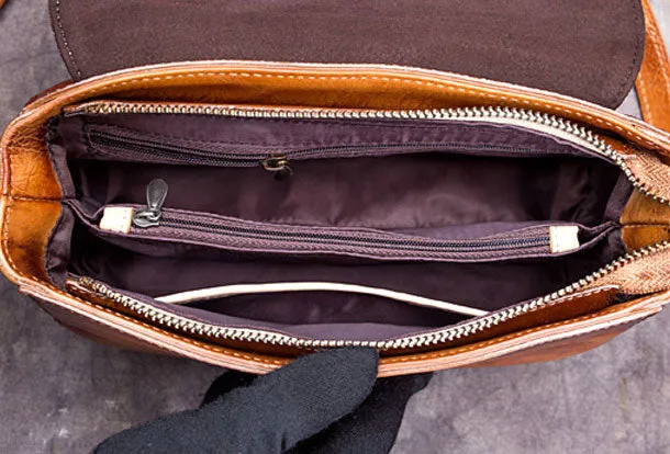 Genuine Leather Handbag Vintage Satchel Bag Shoulder Bag Crossbody Bag Purse For Women