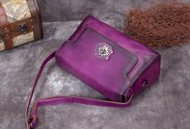 Genuine Leather Handbag Vintage Satchel Bag Shoulder Bag Crossbody Bag Purse For Women
