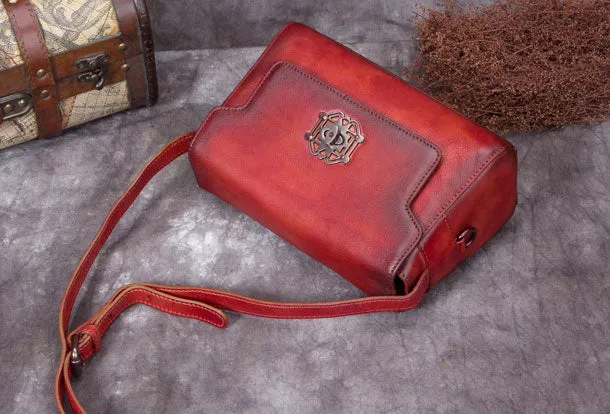 Genuine Leather Handbag Vintage Satchel Bag Shoulder Bag Crossbody Bag Purse For Women