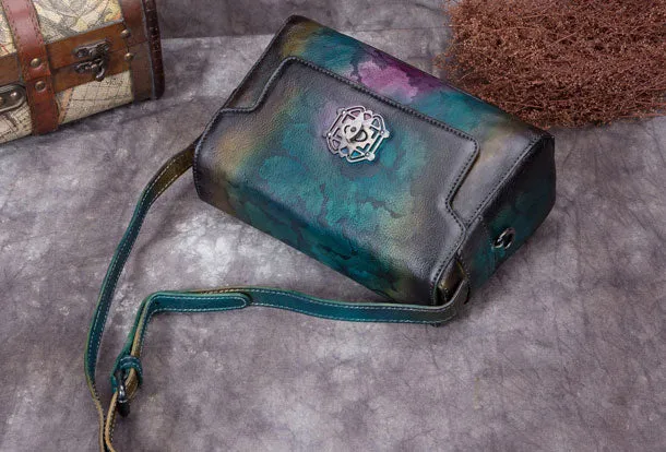Genuine Leather Handbag Vintage Satchel Bag Shoulder Bag Crossbody Bag Purse For Women