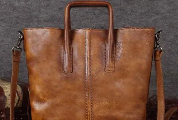 Genuine Leather Handbag Vintage Tote Crossbody Bag Shoulder Bag Purse For Women