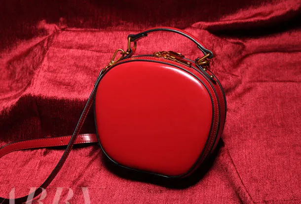 Genuine Leather round crossbodybag handbag shoulder bag for women leather bag