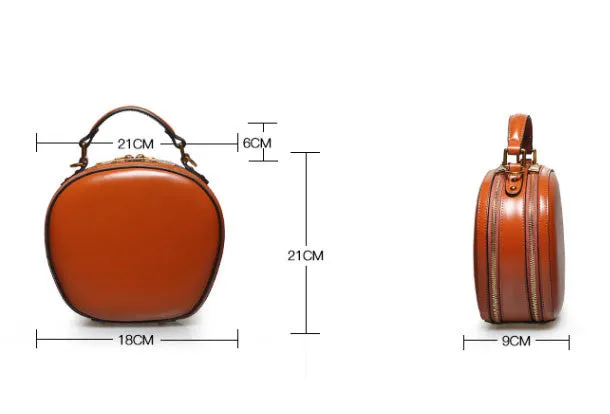 Genuine Leather round crossbodybag handbag shoulder bag for women leather bag
