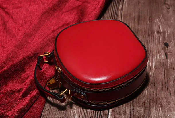 Genuine Leather round crossbodybag handbag shoulder bag for women leather bag