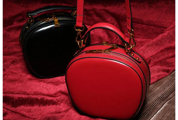 Genuine Leather round crossbodybag handbag shoulder bag for women leather bag