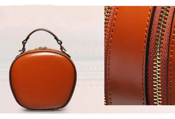Genuine Leather round crossbodybag handbag shoulder bag for women leather bag
