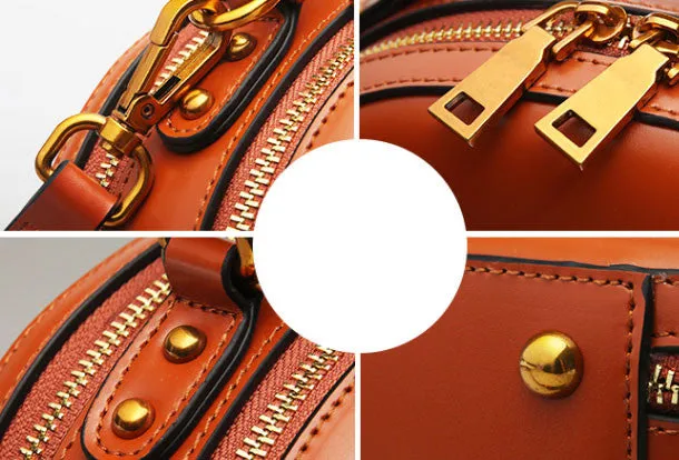 Genuine Leather round crossbodybag handbag shoulder bag for women leather bag