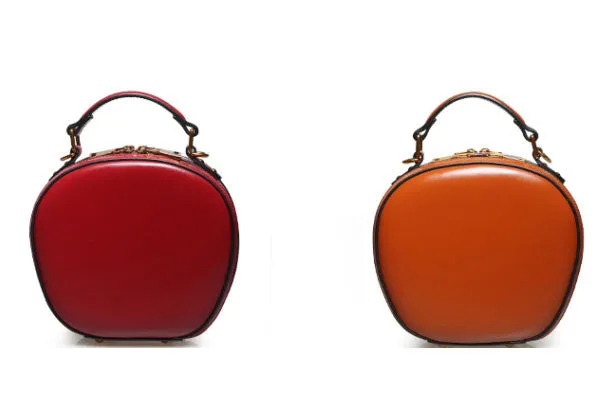 Genuine Leather round crossbodybag handbag shoulder bag for women leather bag