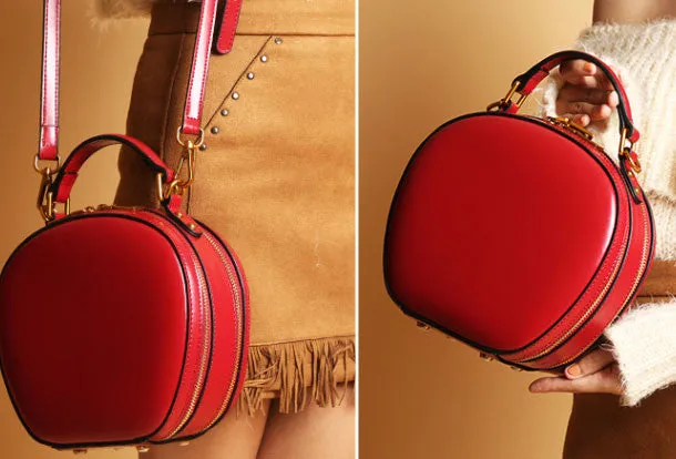 Genuine Leather round crossbodybag handbag shoulder bag for women leather bag