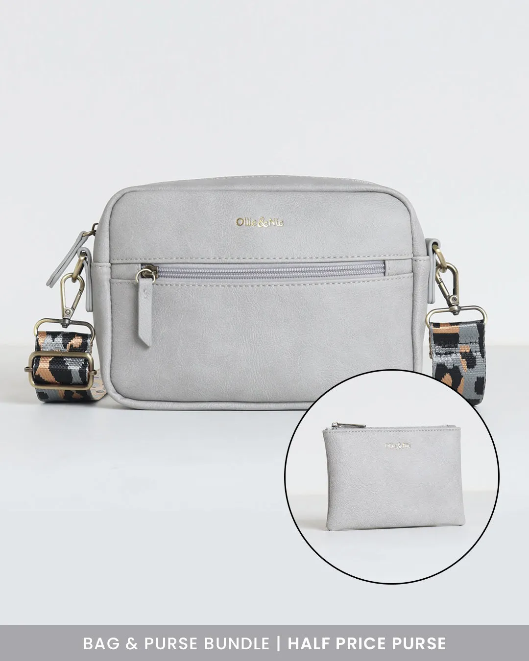 Gigi Crossbody & Purse Bundle - Light Grey