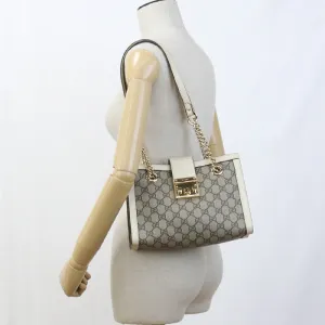 GUCCI 498156 Shoulder Bag Padlock GG Small GG Supreme Canvas,leather beige Women