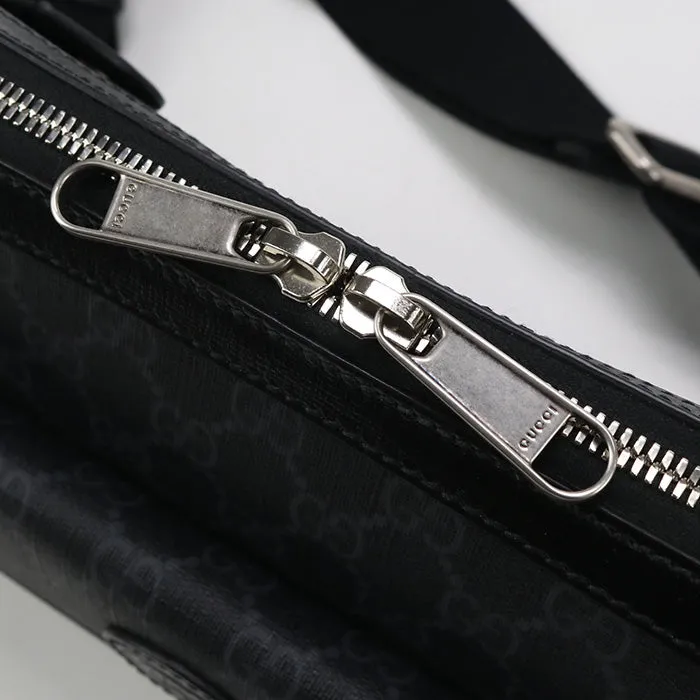 GUCCI 674164 Shoulder Bag Interlocking G Messenger bag GG Supreme Canvas,leather black mens