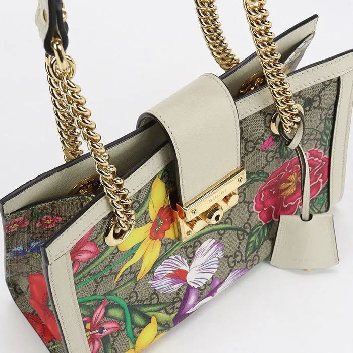 GUCCI GU81225 Small Shoulder Bag Padlock  GG Supreme Canvas beige Women
