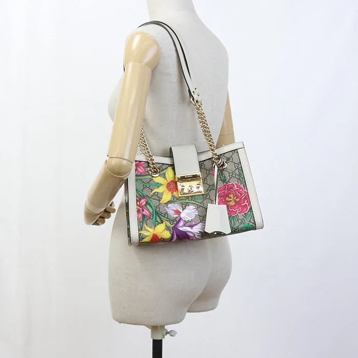 GUCCI GU81225 Small Shoulder Bag Padlock  GG Supreme Canvas beige Women