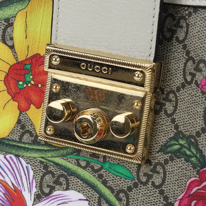 GUCCI GU81225 Small Shoulder Bag Padlock  GG Supreme Canvas beige Women