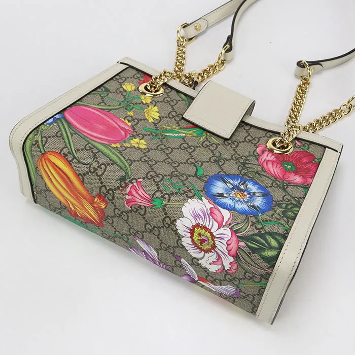 GUCCI GU81225 Small Shoulder Bag Padlock  GG Supreme Canvas beige Women