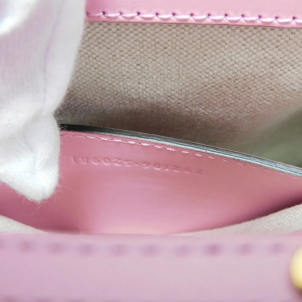 GUCCI Handbag 702106 UZY0T 5814 Smooth Calfskin Leather pink Bamboo Mini Shoulder Bag