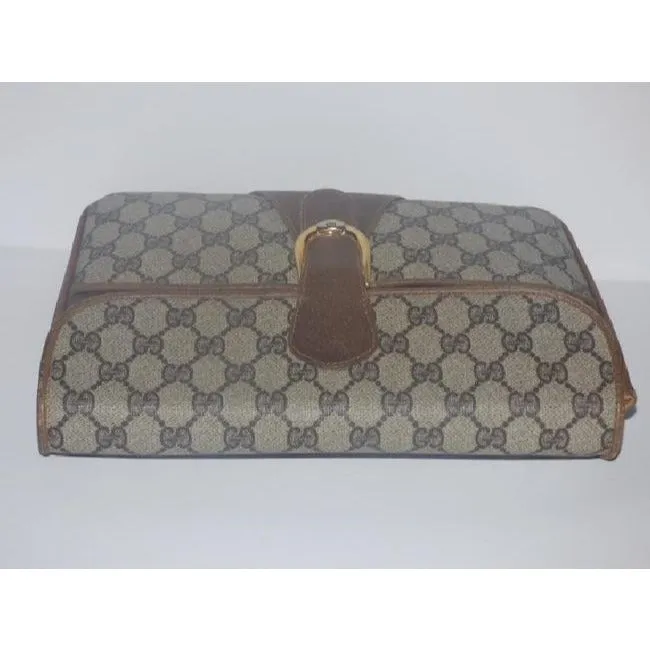 Gucci Horsebit Clutch Guccissima Print Two Way Style Brown Gg Leather Shoulder Bag