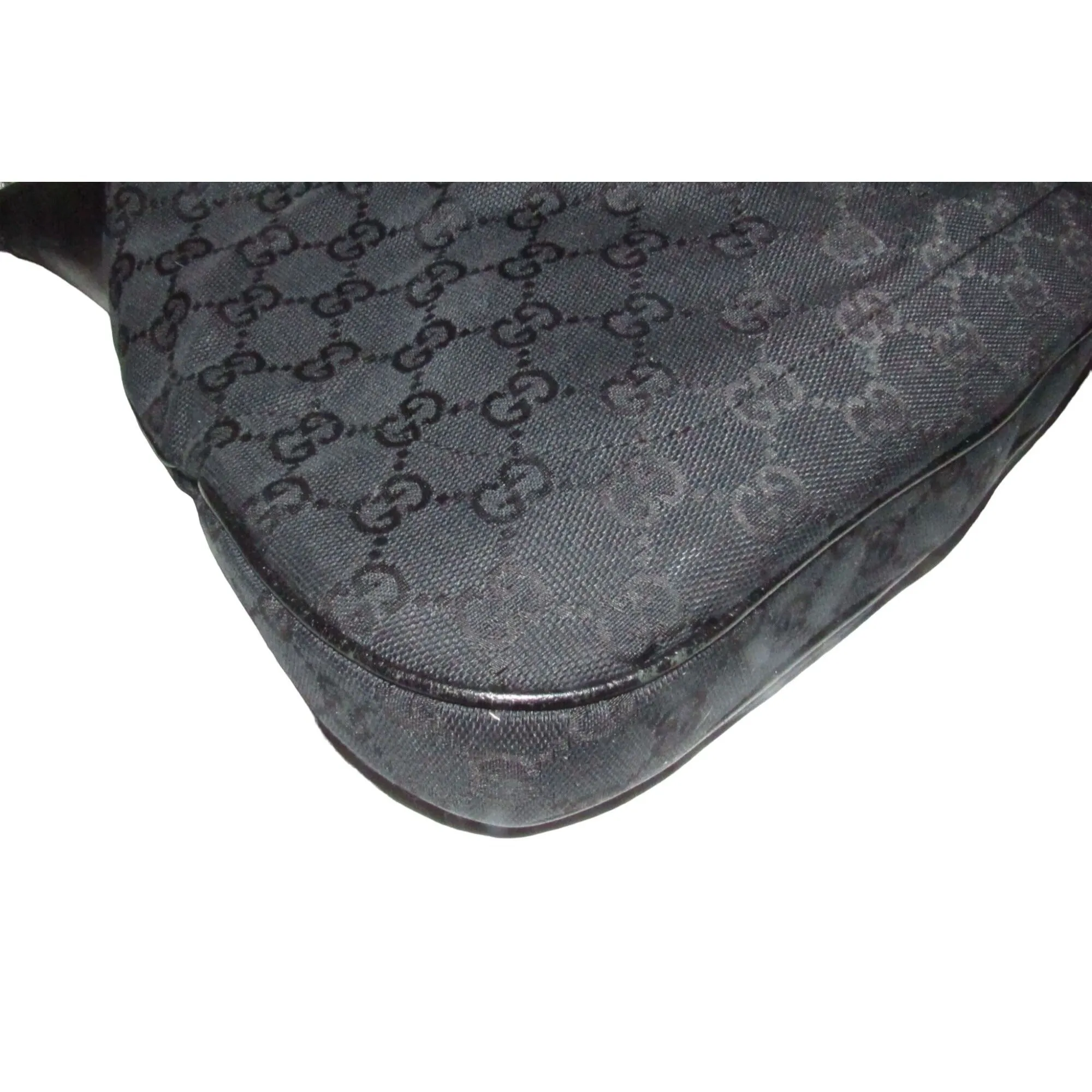 Gucci, large size, black Guccissima print & black leather, 1961 Jackie hobo style, shoulder bag with a gold piston closure