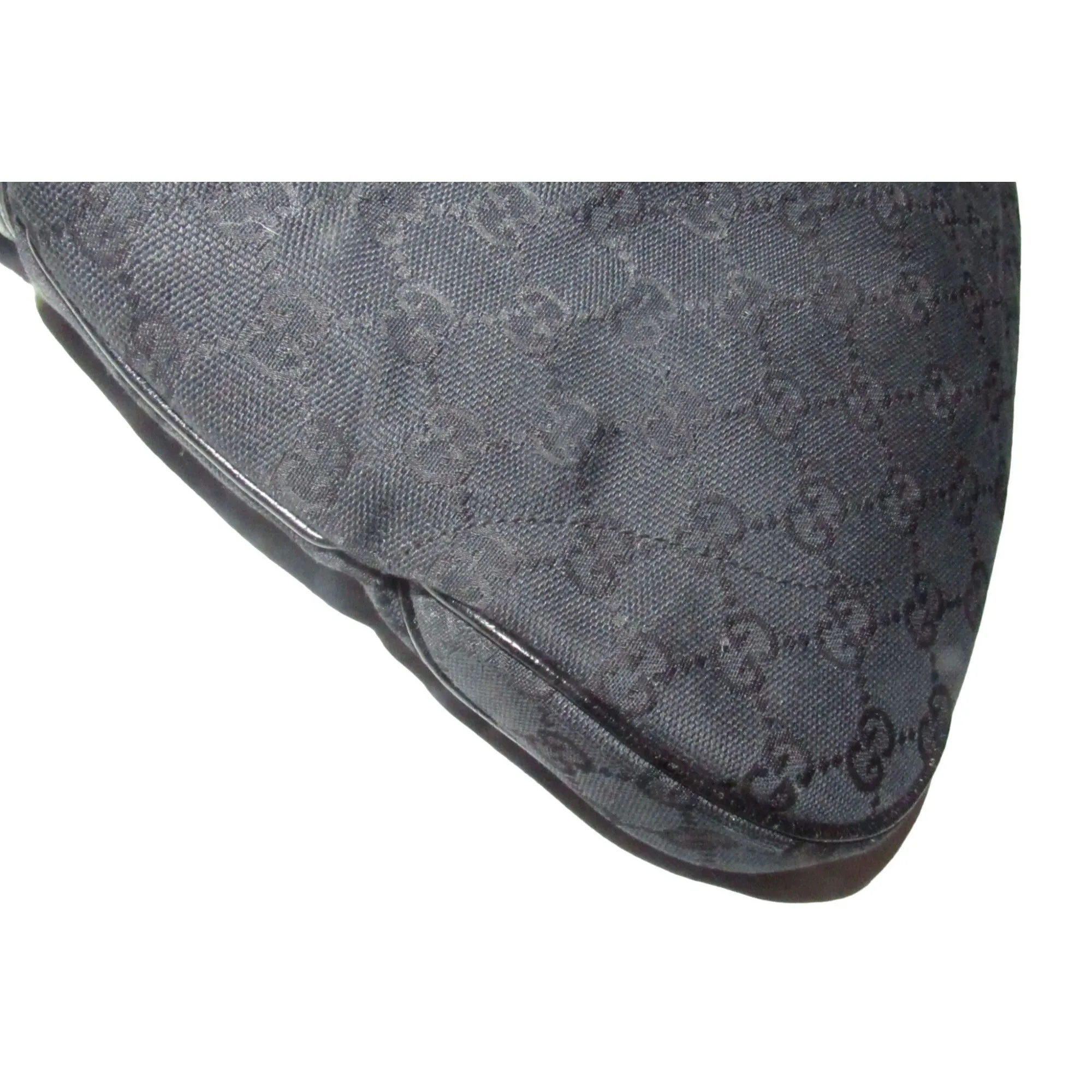 Gucci, large size, black Guccissima print & black leather, 1961 Jackie hobo style, shoulder bag with a gold piston closure
