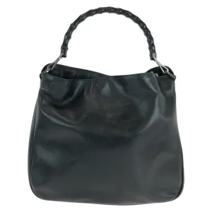 GUCCI Shoulder Bag 001 1577 leather BlackSilverMetal Shoulder Bag 2way Bamboo Women Used