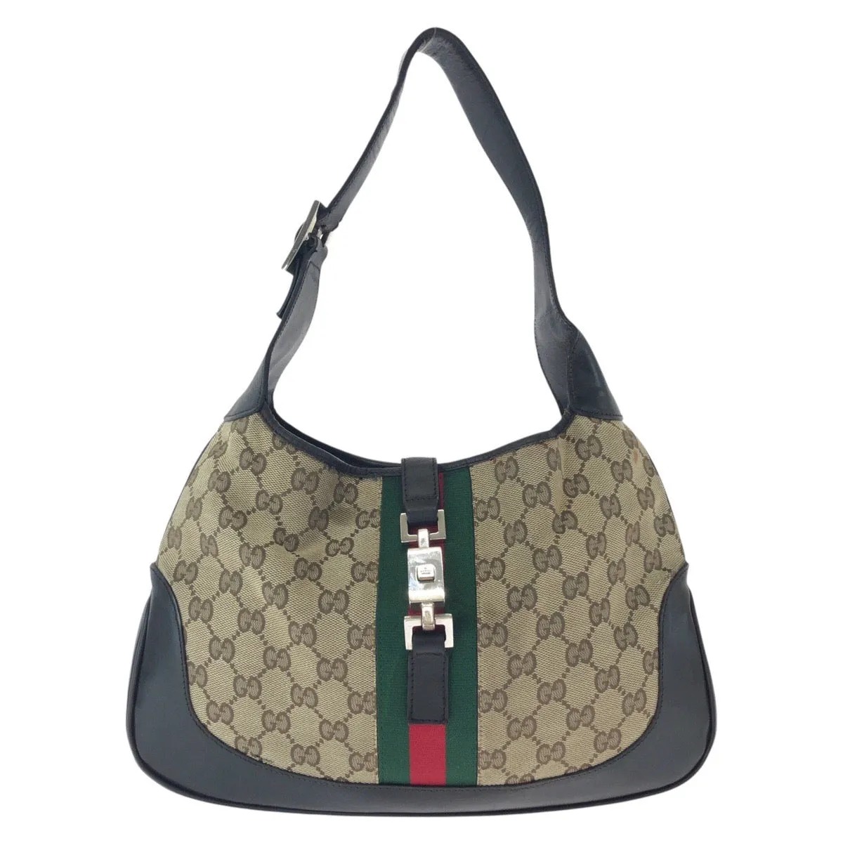 GUCCI Shoulder Bag 001 3306 GG canvas, leather Brown Jackie Shelly Line Women Used