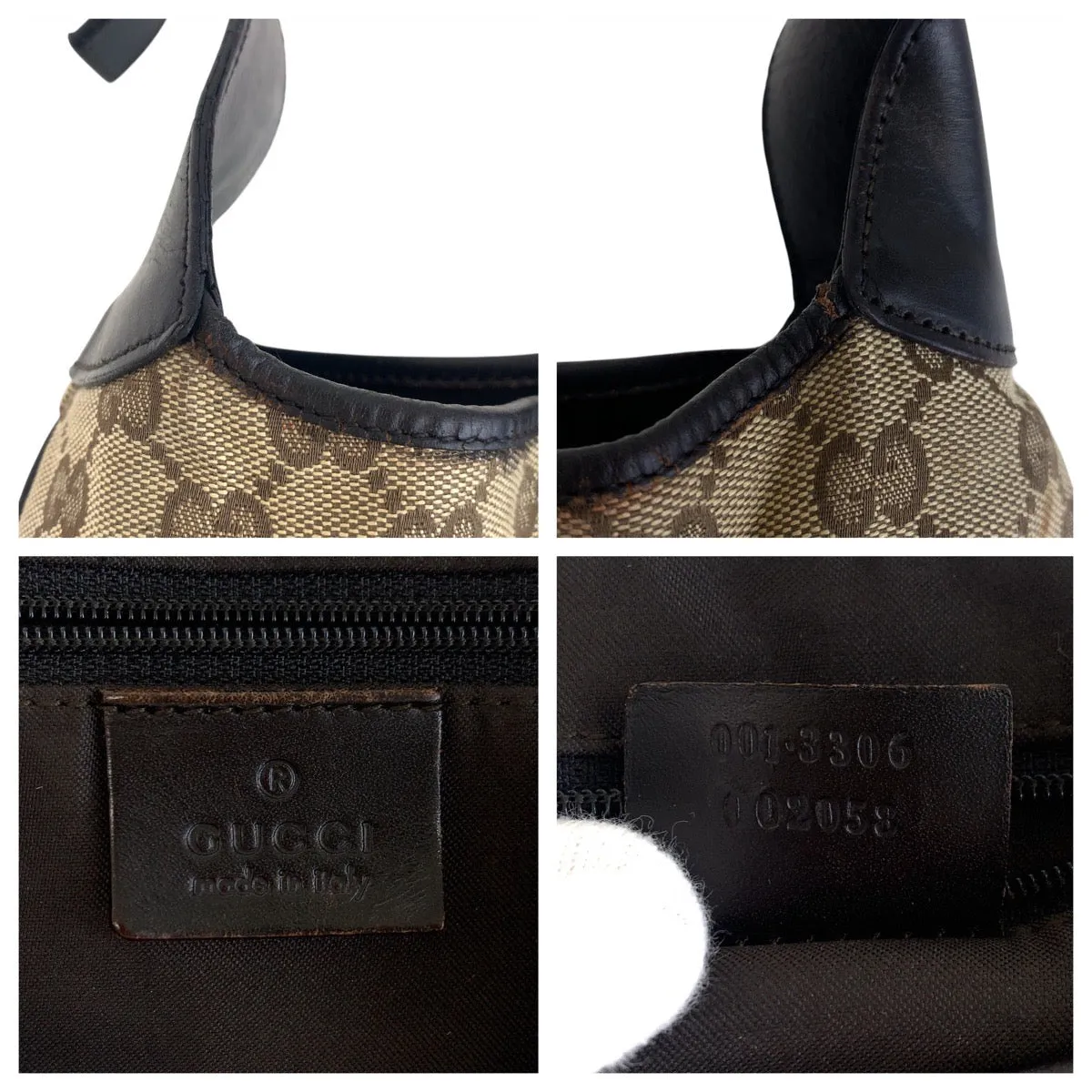 GUCCI Shoulder Bag 001 3306 GG canvas, leather Brown Jackie Shelly Line Women Used