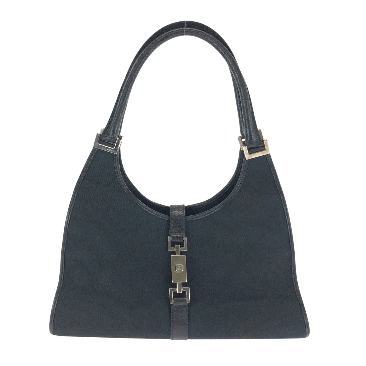 GUCCI Shoulder Bag 002 1067 GG canvas Black SilverMetal Hobo One Shoulder Bag Jackie Women Used