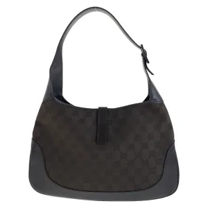 GUCCI Shoulder Bag 00963 GG canvas, leather Brown Silver Metal Shelly Line Jackie Women Used