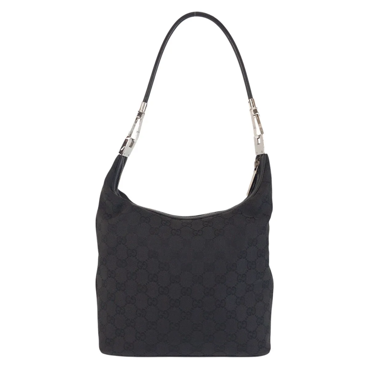 GUCCI Shoulder Bag 01234 GG canvas, leather Black black Women Used