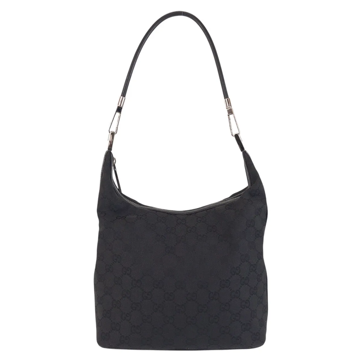 GUCCI Shoulder Bag 01234 GG canvas, leather Black black Women Used