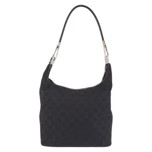 GUCCI Shoulder Bag 01234 GG canvas, leather Black black Women Used
