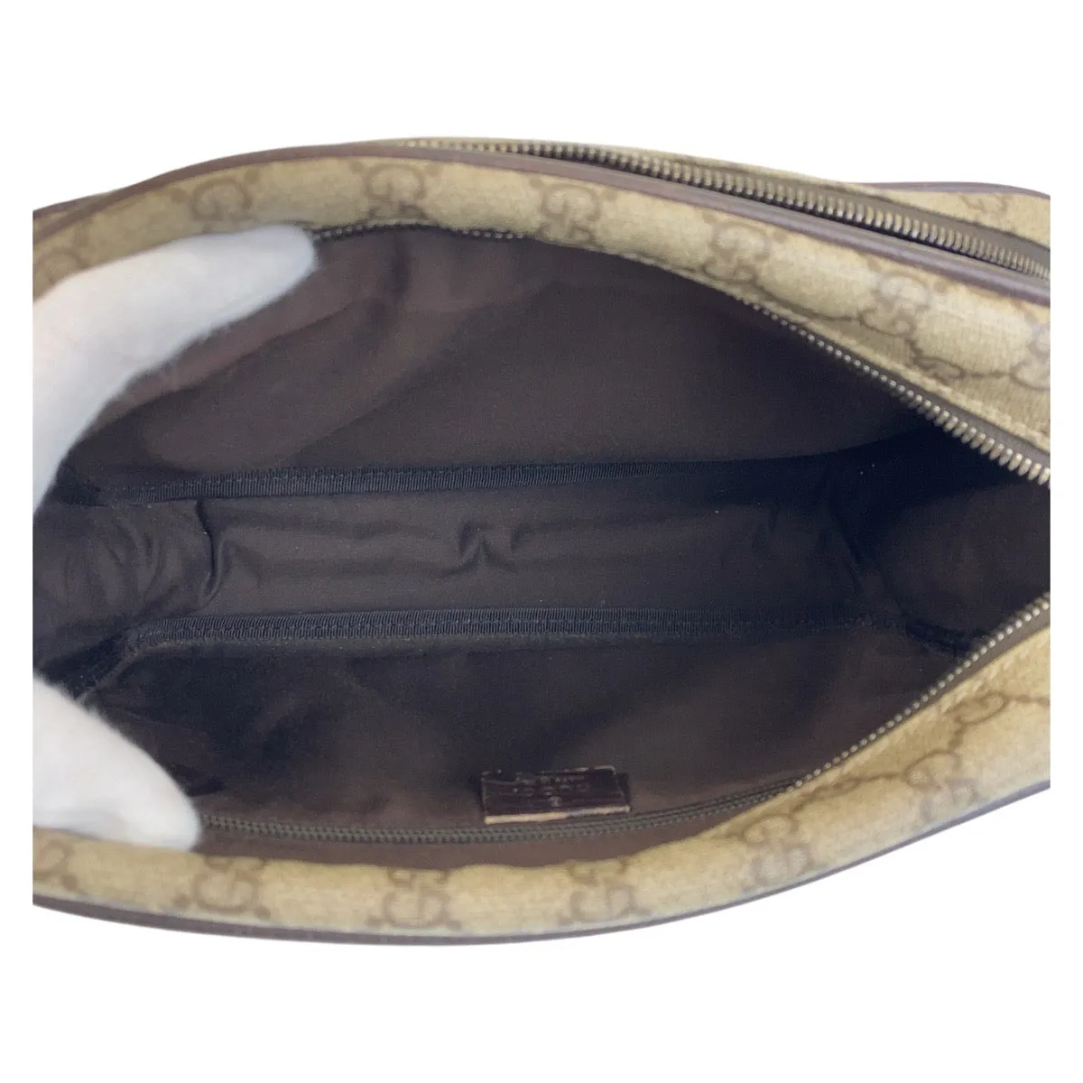 GUCCI Shoulder Bag 114531 GG Supreme canvas, leather Brown Silver Metal Crossbody Shoulder Bag Pochette Women Used