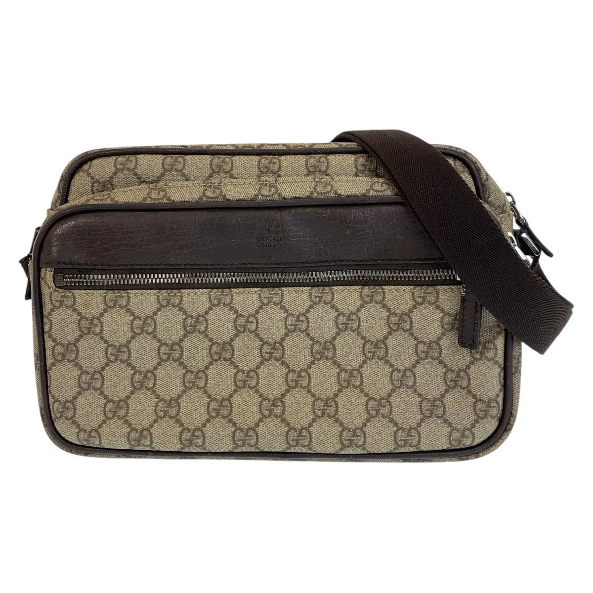GUCCI Shoulder Bag 114531 GG Supreme canvas, leather Brown Silver Metal Crossbody Shoulder Bag Pochette Women Used