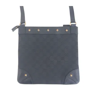 GUCCI Shoulder Bag 120893 GG canvas, leather Black GoldMetal Crossbody Shoulder Bag with studs Women Used