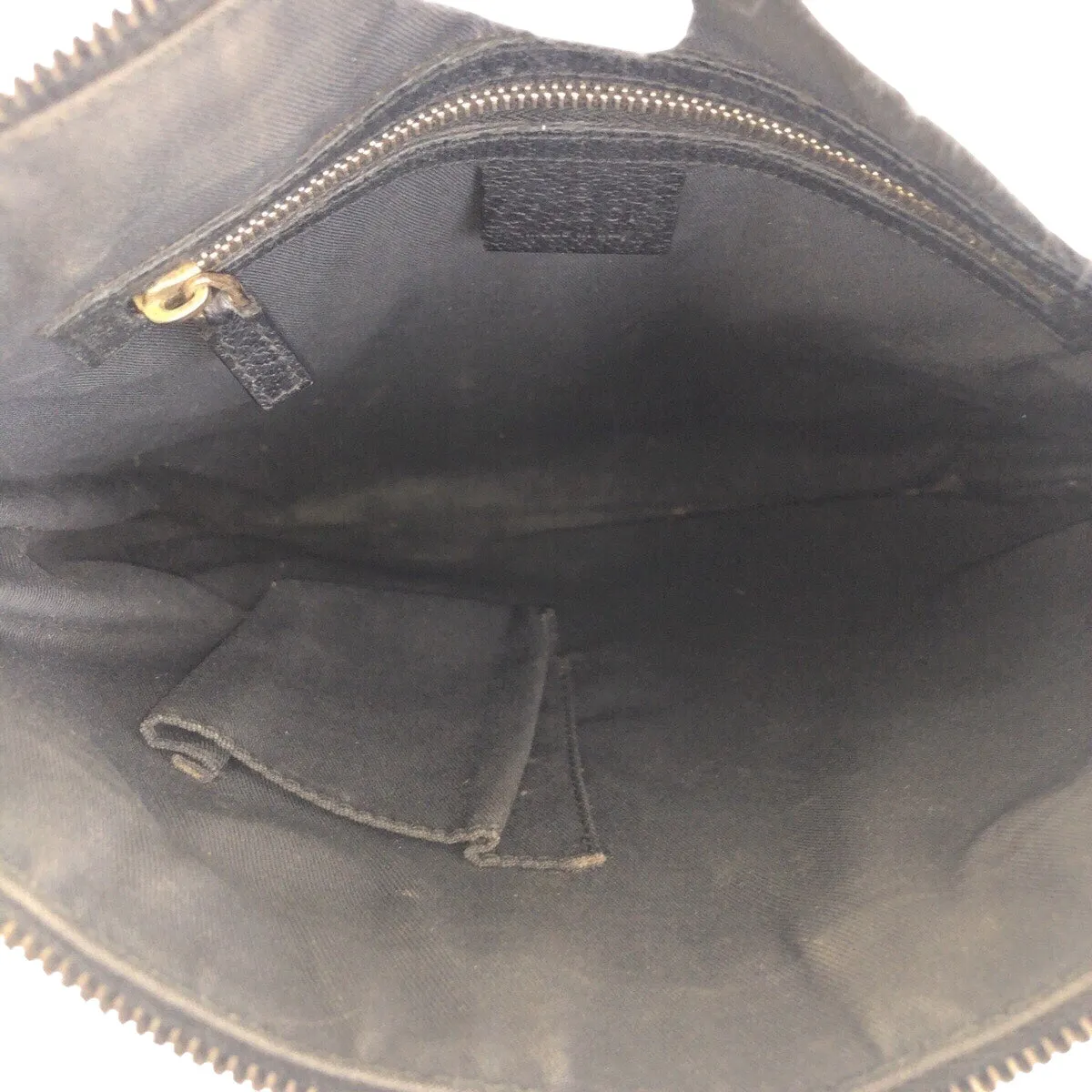 GUCCI Shoulder Bag 120893 GG canvas, leather Black GoldMetal Crossbody Shoulder Bag with studs Women Used