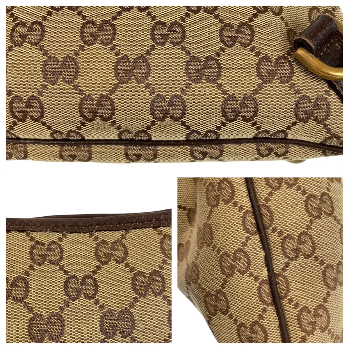 GUCCI Shoulder Bag 131326 GG canvas, leather Beige Brown Gold Metal Shoulder Bag Messenger bag Abbey Women Used