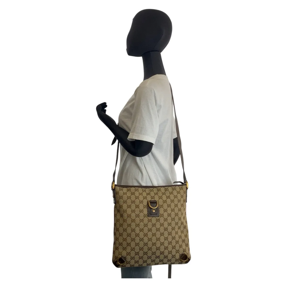 GUCCI Shoulder Bag 131326 GG canvas, leather Beige Brown Gold Metal Shoulder Bag Messenger bag Abbey Women Used