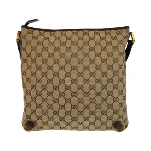 GUCCI Shoulder Bag 131326 GG canvas, leather Beige Brown Gold Metal Shoulder Bag Messenger bag Abbey Women Used